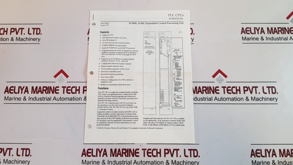 GE FANUC IC697CPU781 CENTRAL PROCESSOR UNIT