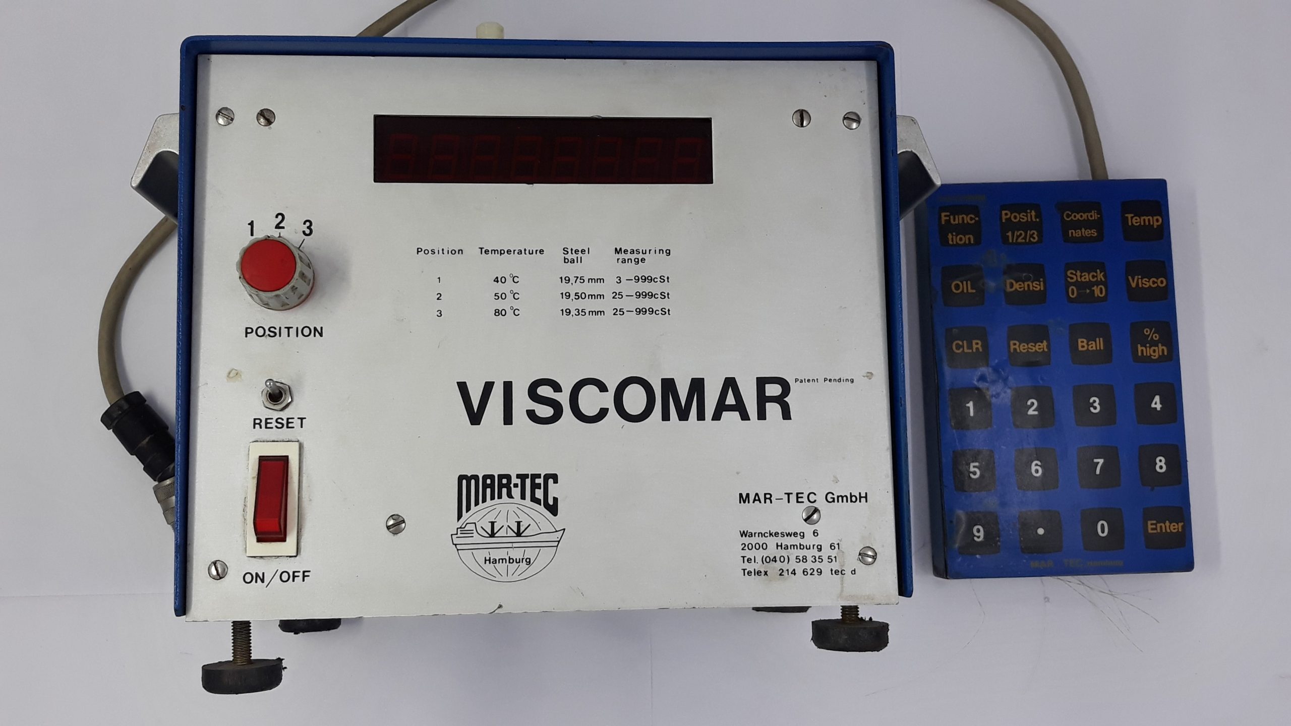 MAR-TEC VISCOMAR LAB TEST TEMPERATURE MEASURE SENSOR