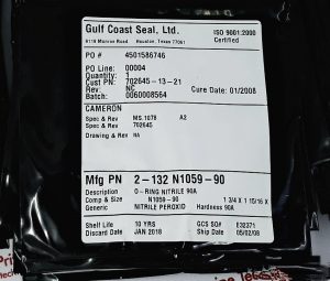 GULF COAST 2-132 N1059-90 O-RING NITRILE 90A