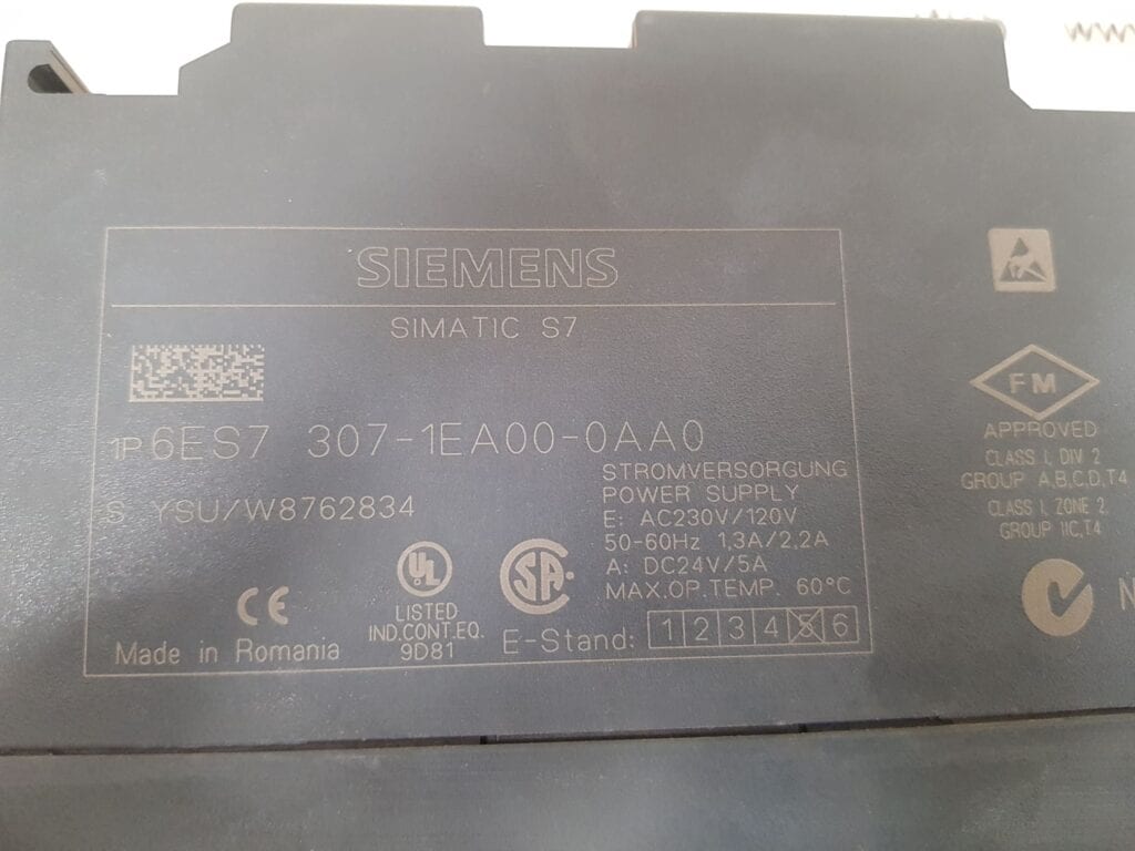 SIEMENS SIMATIC S7 PS 307 5A 307-1EA00-0AA0 POWER SUPPLY MODULE