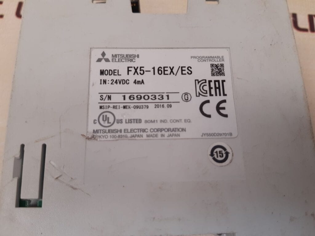 MITSUBISHI FX5-16EX/ES PROGRAMMABLE CONTROLLER MSIP-REI-MEK-09U379