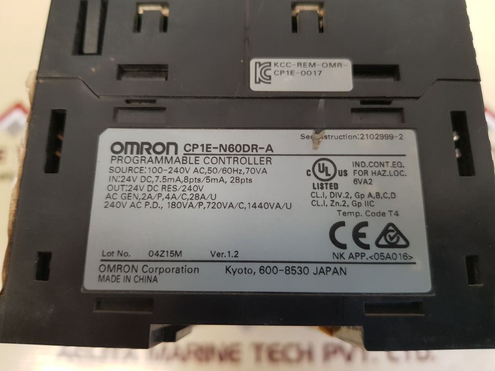 OMRON SYSMAC CP1E PROGRAMMABLE CONTROLLER CP1E-N60DR-A