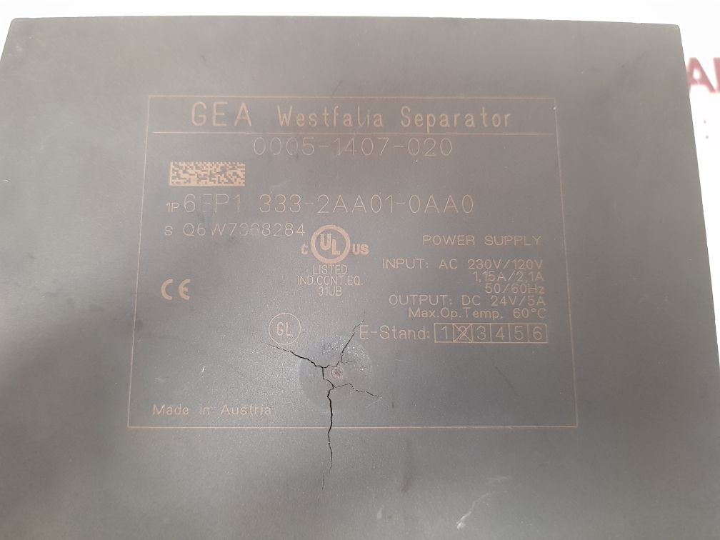 GEA 0005-1407-020 POWER SUPPLY 6EP1 333-2AA01-0AA0