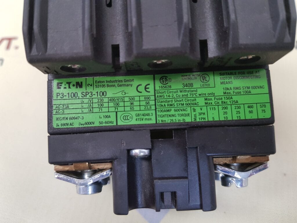 EATON P3-100,SP3-100 MANUAL MOTOR CONTROLLER