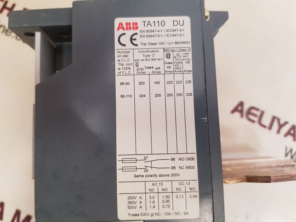 ABB TA110DU THERMAL OVERLOAD RELAY TA110DU110