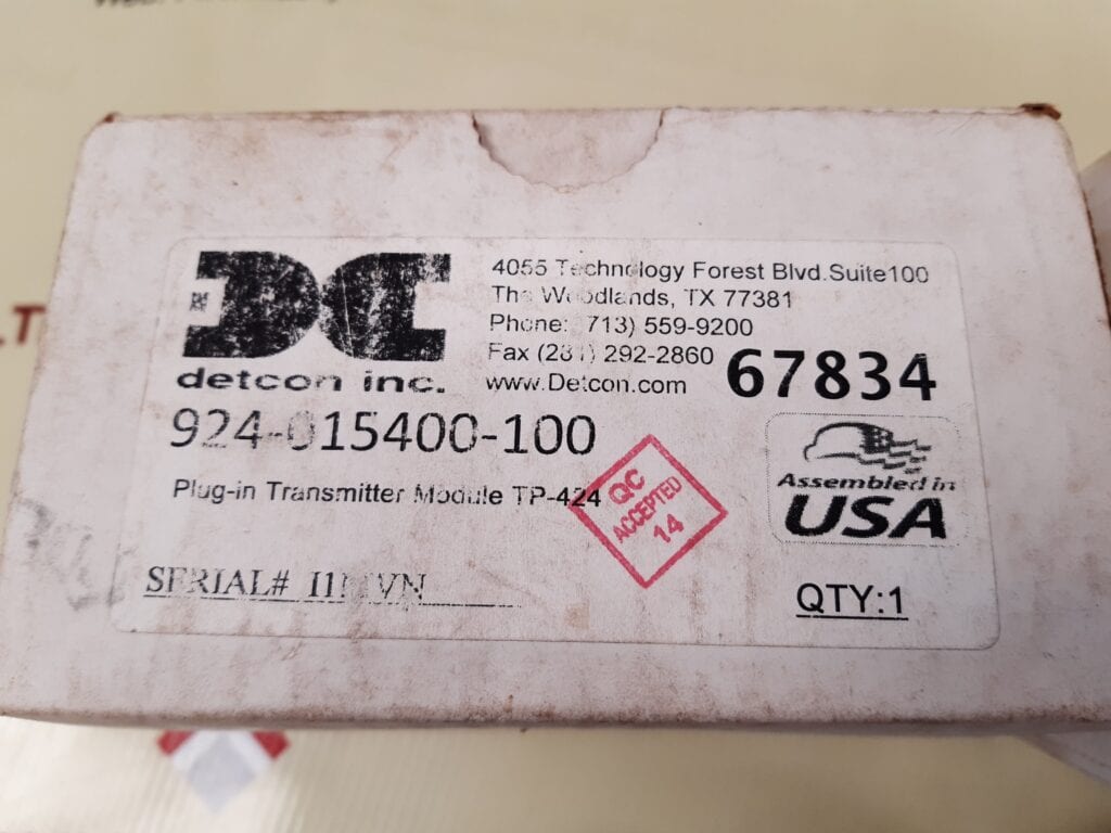 DETCON TP-424C PPM H2S 4-20 MADC TRANSMITTER CONTROL MODULE 924-015400-100