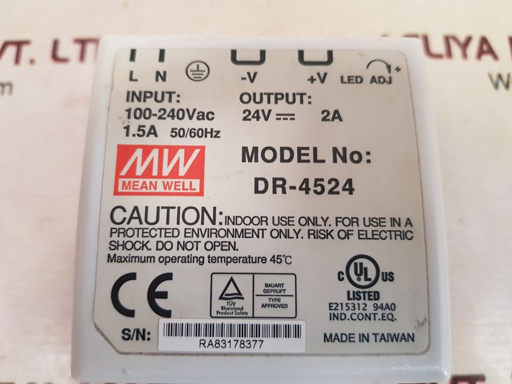 MEAN WELL DR-4524 SWITCHING POWER SUPPLY