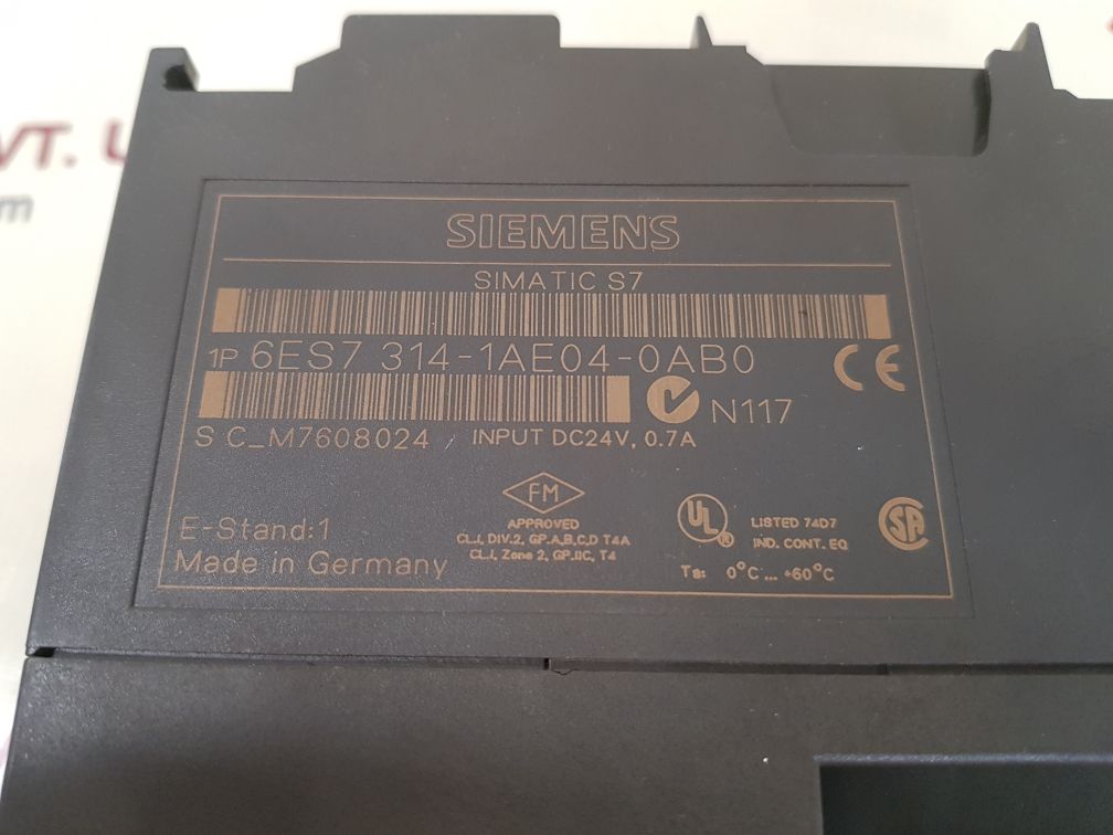 SIEMENS SIMATIC S7-300 CONTROLLER 6ES7 314-1AE04-0AB0