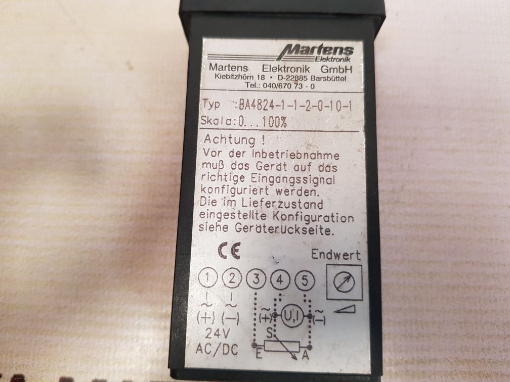 MARTENS ELEKTRONIK BA4824-1-1-2-0-10-1 CURRENT PANELMETER