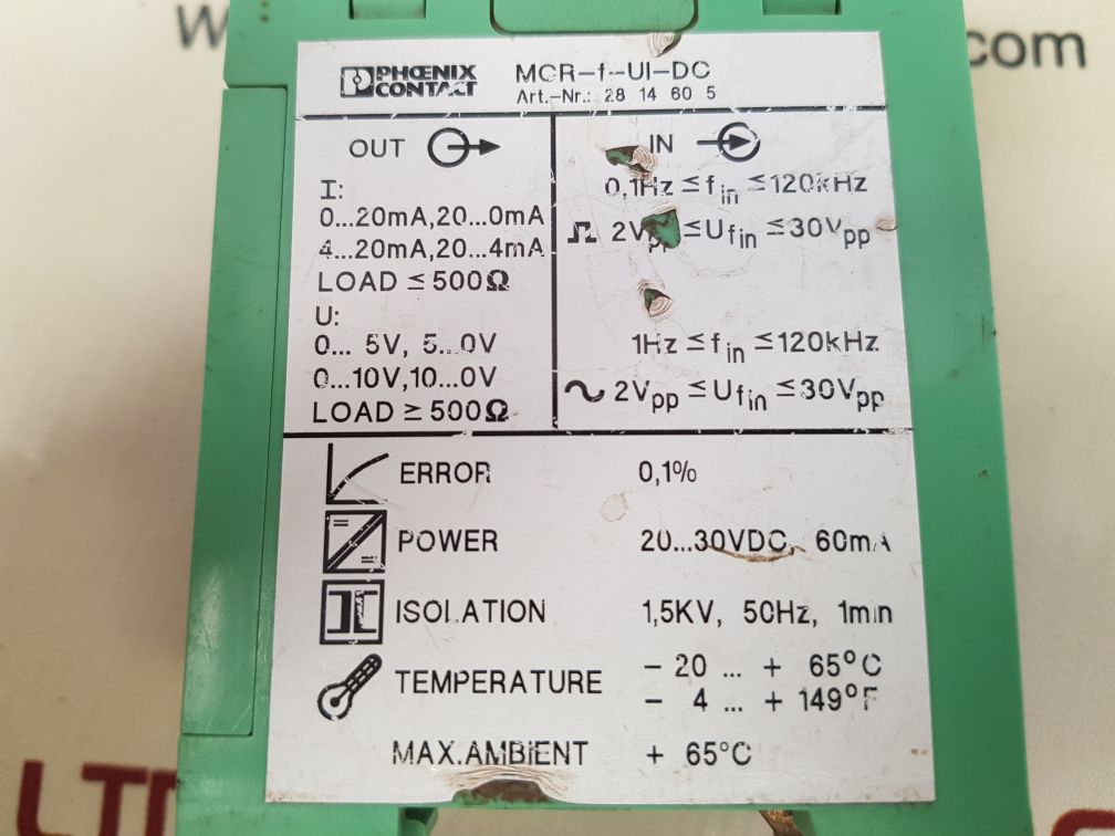 PHOENIX CONTACT MCR-F-UI-DC TRANSDUCER