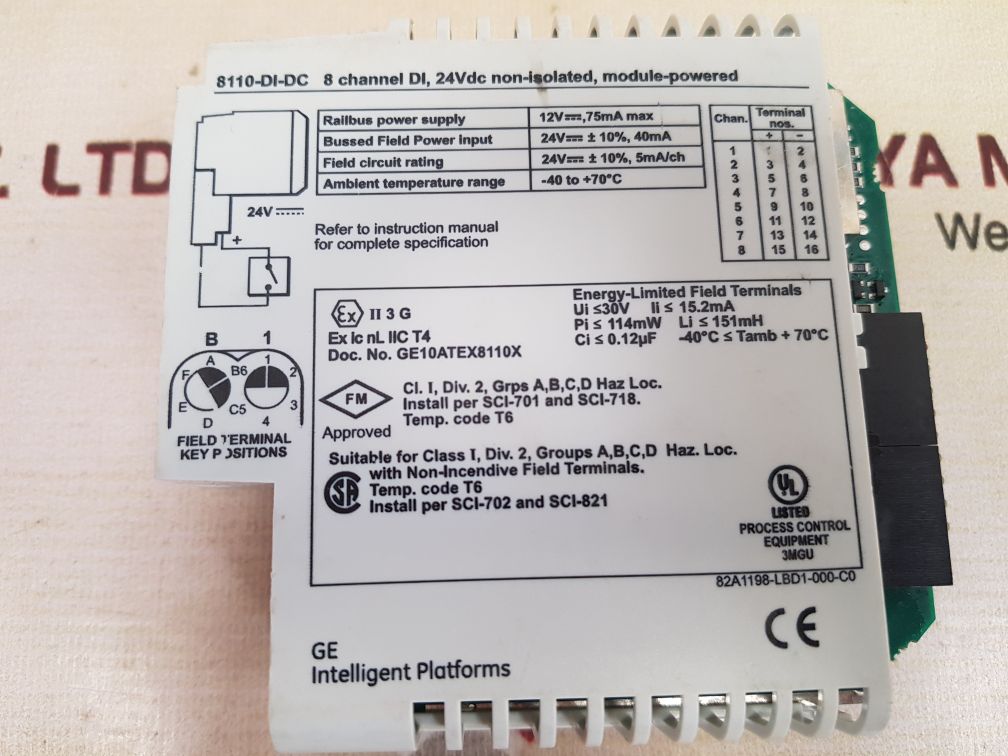 GE INTELLIGENT DI8L.SV1.02 NON-ISOLATED MODULE-POWERED REV: C