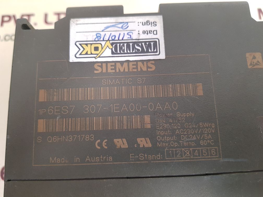 SIEMENS SIMATIC S7 POWER SUPPLY 6ES7 307-1EA00-0AA0