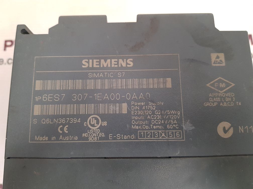 SIEMENS SIMATIC S7 POWER SUPPLY 6ES7 307-1EA00-0AA0