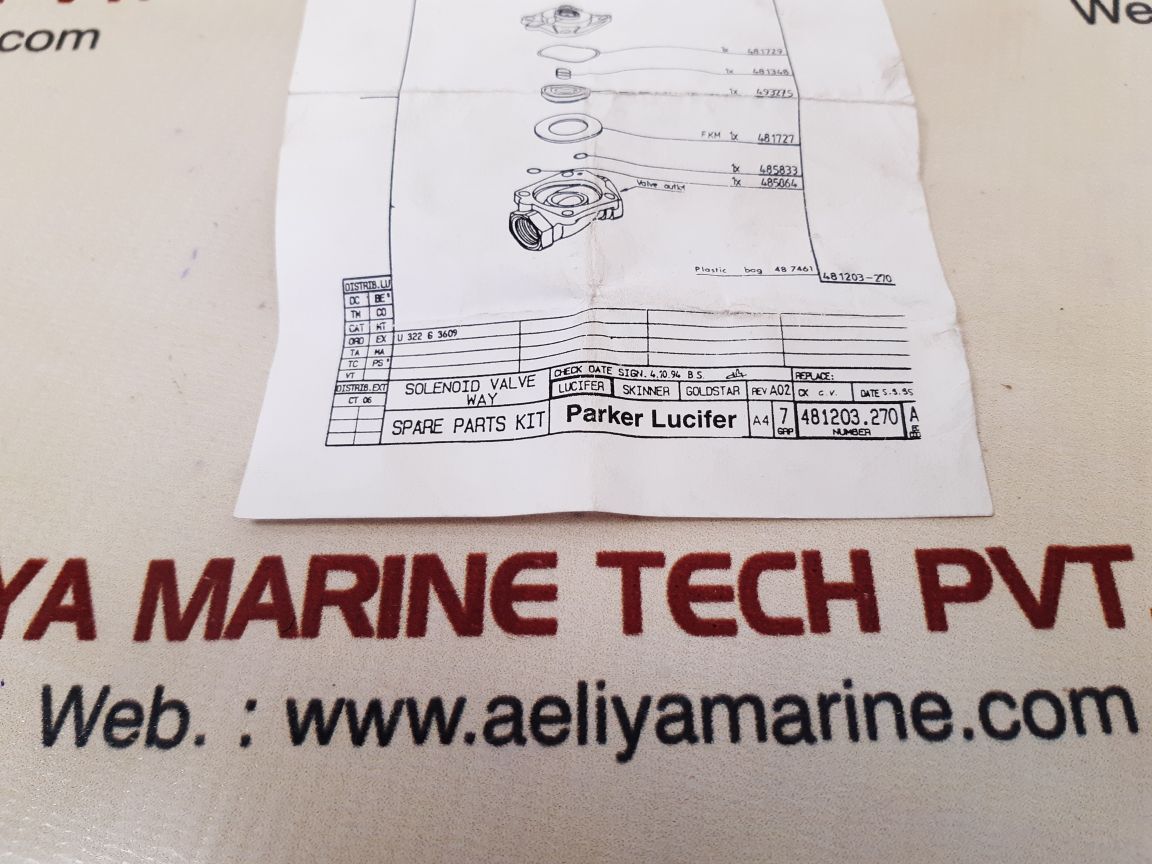 PARKER LUCIFER/INGERSOLL-RAND 481203-270 SOLENOID VALVE SPARE PARTS KIT