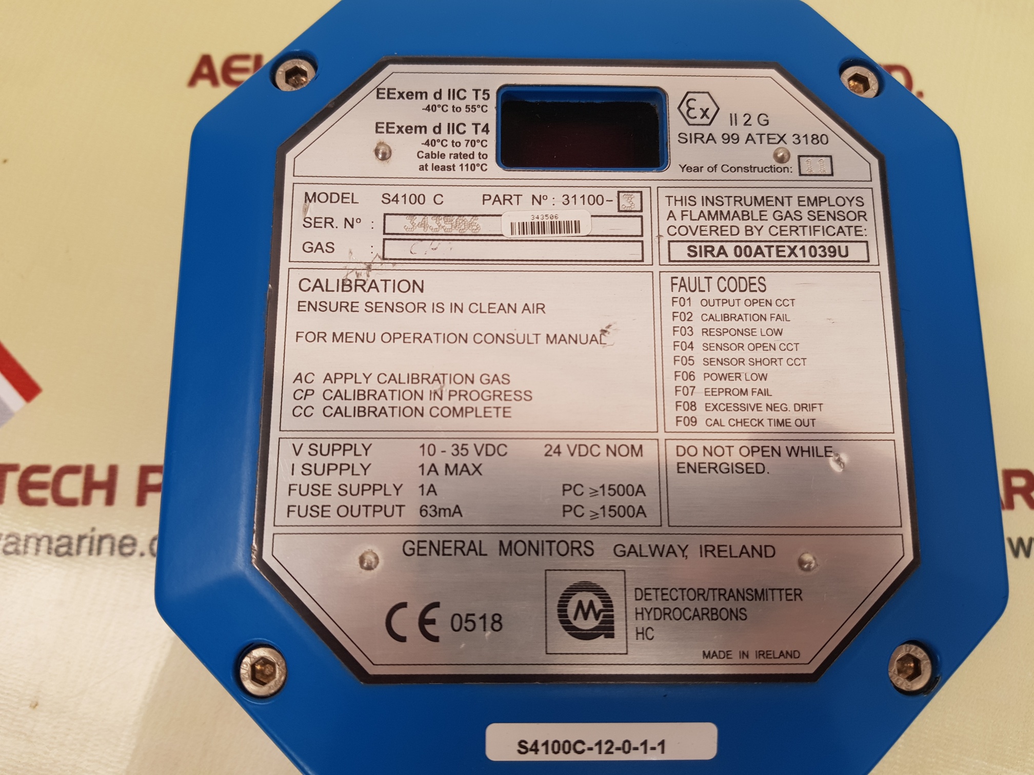 GENERAL MONITORS S4100 C TRANSMITTER 31100-3