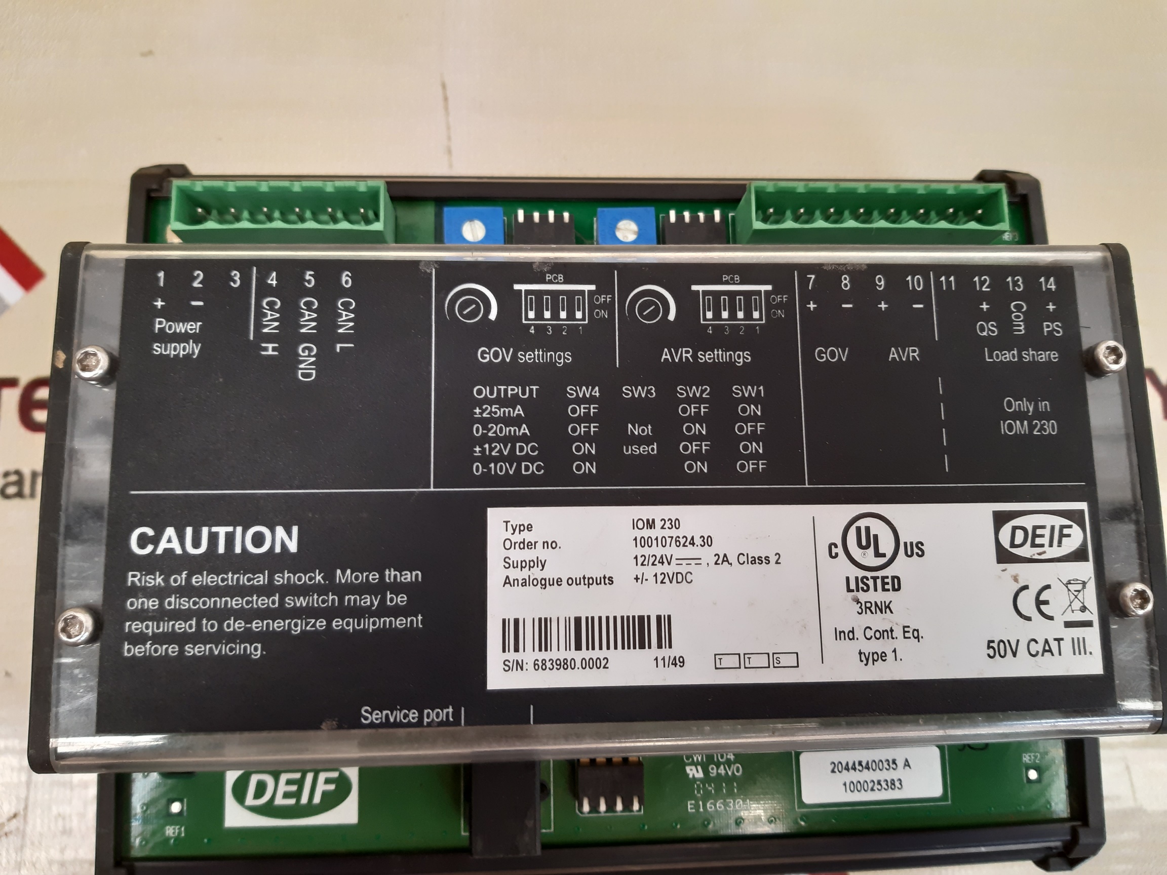 DEIF IOM230 CAN BUS BASE I/O MODULE