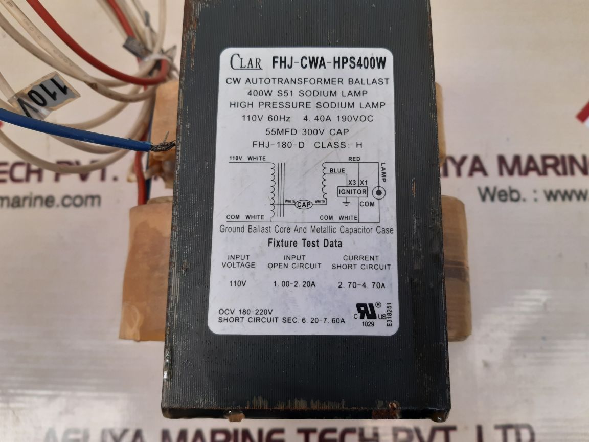 CLAR FHJ-CWA-HPS400W CW AUTOTRANSFORMER BALLAST