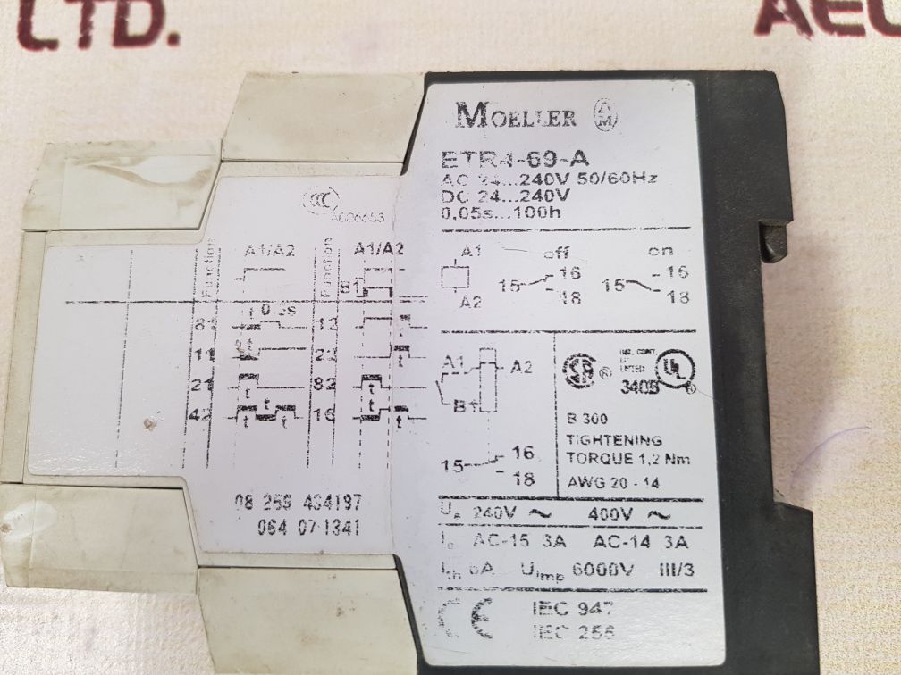 MOELLER ETR4-69-A TIMING RELAY AWG 20-14