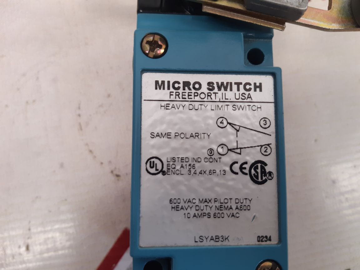 MICRO SWITCH LSYAB3K HEAVY DUTY LIMIT SWITCH MICRO SWITCH