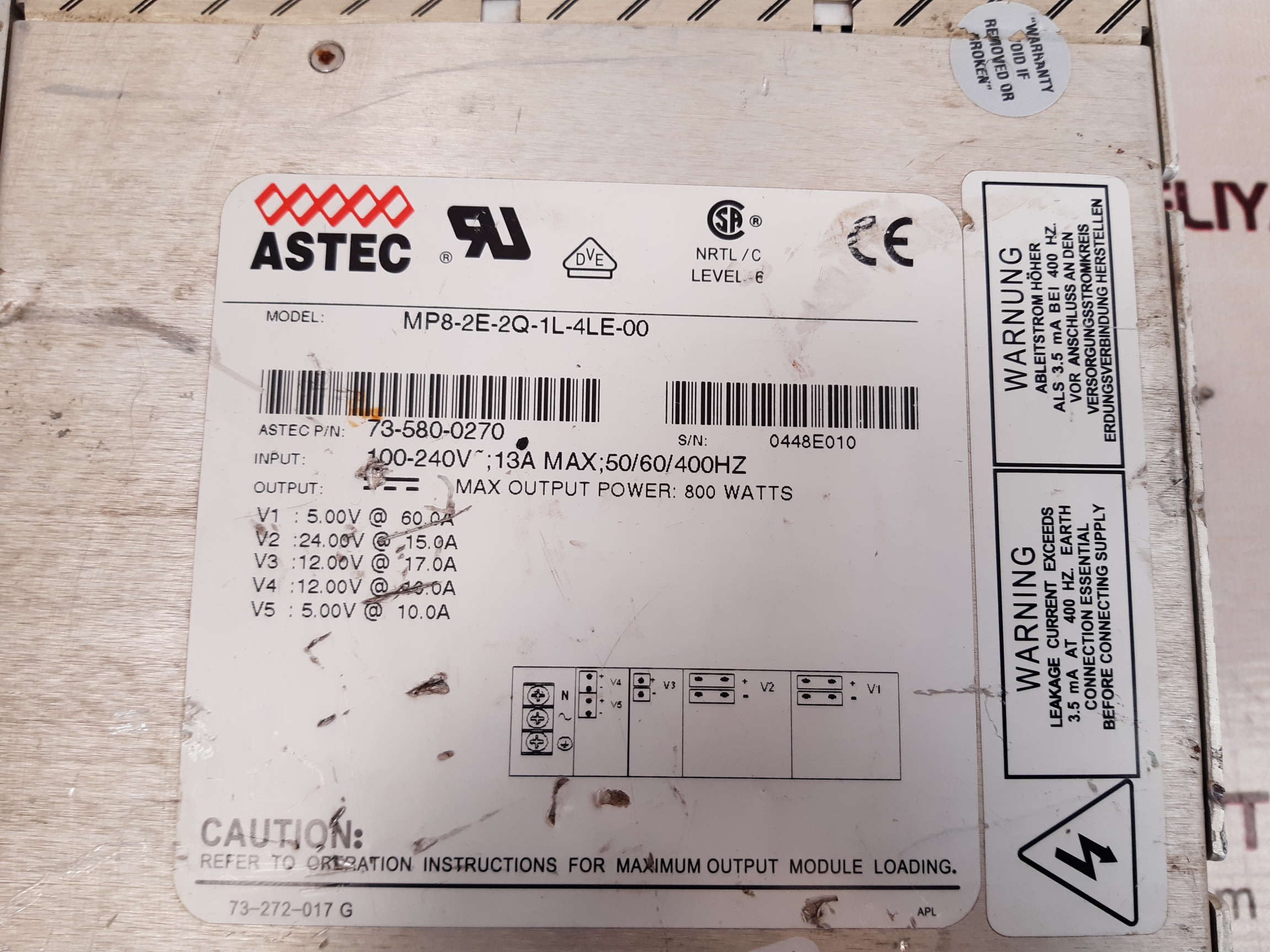 ASTEC MP8-2E-2Q-1L-4LE-00 POWER SUPPLY