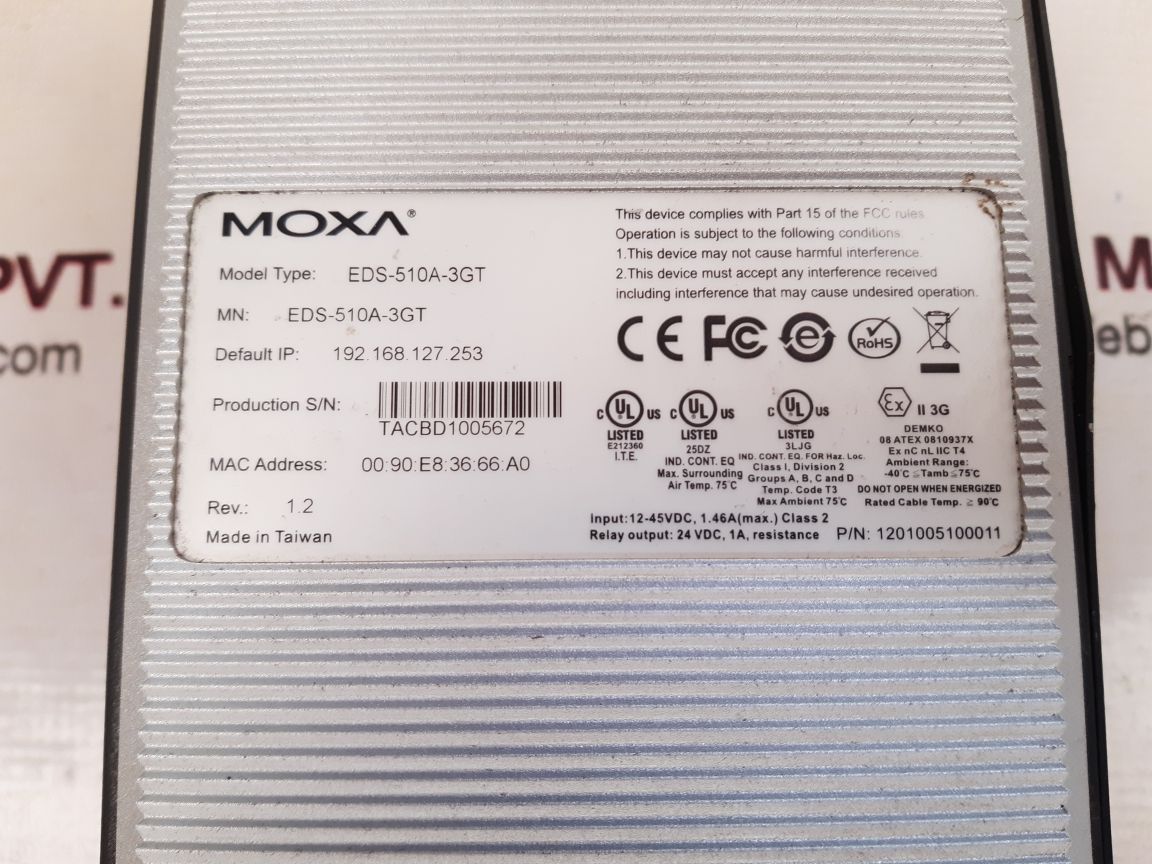 MOXA EDS-510A-3GT ETHER DEVICE SWITCH