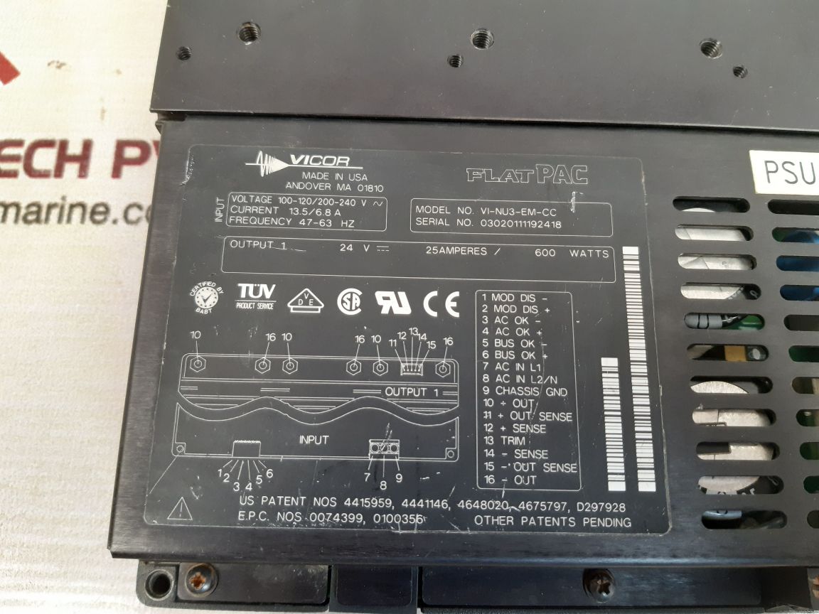 VICOR FLATPAC VI-NU3-EM-CC SWITCHING POWER SUPPLY