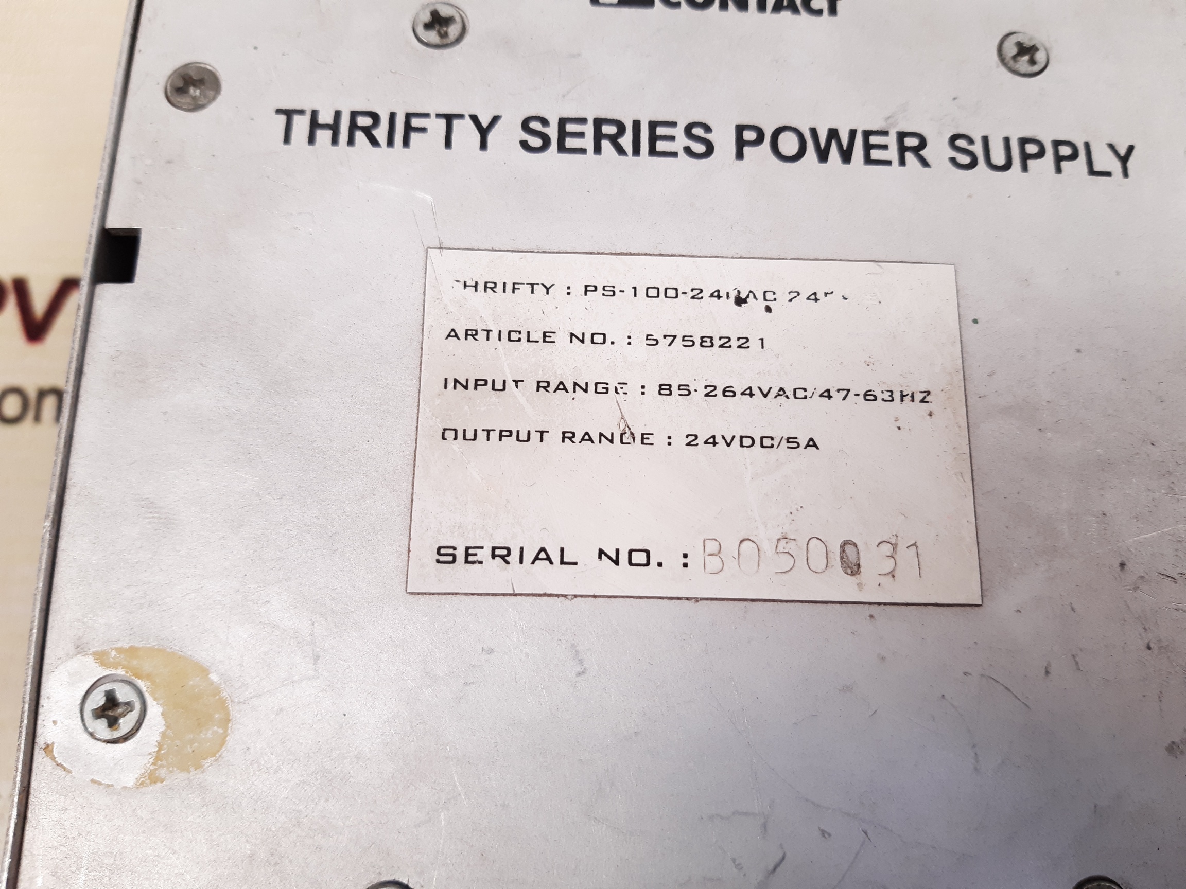 PHOENIX CONTACT THRIFTY 24V-5A THRIFTY SERIES POWER SUPPLY