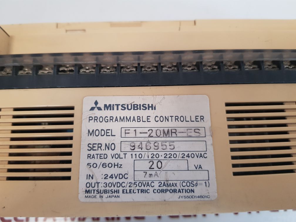 MITSUBISHI MELSEC F1-20MR-ES PROGRAMMABLE CONTROLLER JY550D14601C