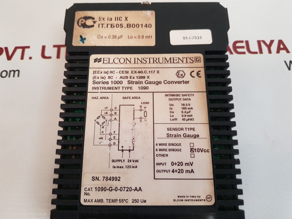 ELCON INSTRUMENTS 1090-G-0-0720-AA STRAIN GAUGE SERIES 1000