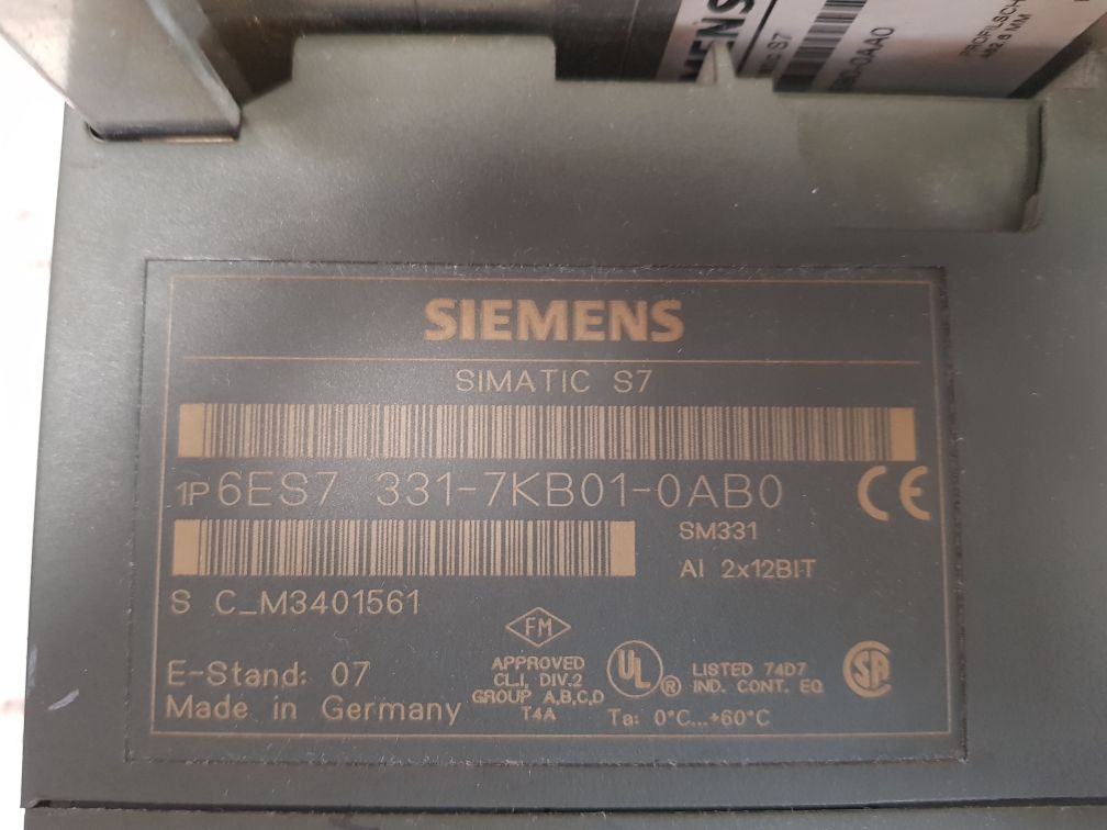 SIEMENS SIMATIC S7-300 6ES7 331-7KB01-0AB0 I/O MODULE