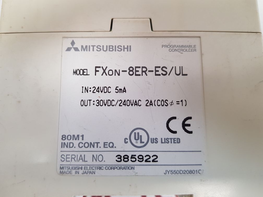 MITSUBISHI 8ER-ES PROGRAMMABLE CONTROLLER FXON-8ER-ES/UL