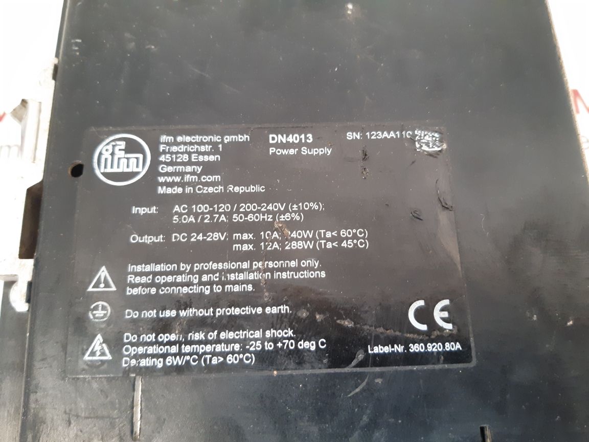 IFM ELECTRONIC DN4013 POWER SUPPLY