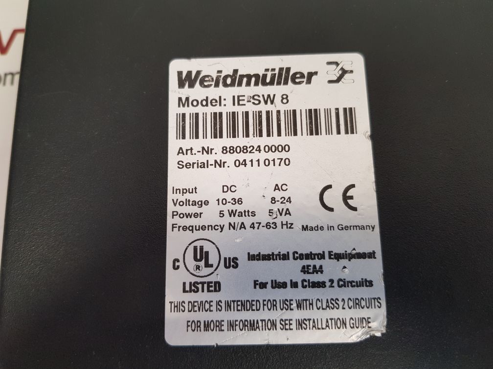 WEIDMULLER IE-SW8 ETHERNET SWITCH 8808240000
