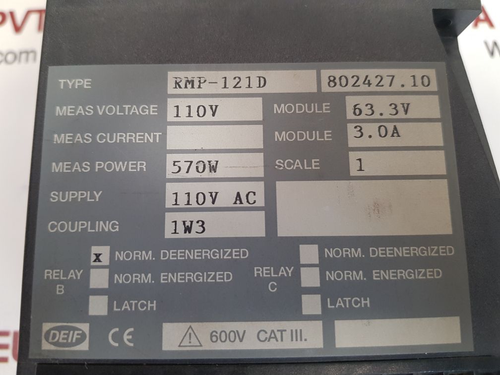 DEIF RMP-121D PROTECTIVE REVERSE POWER RELAY