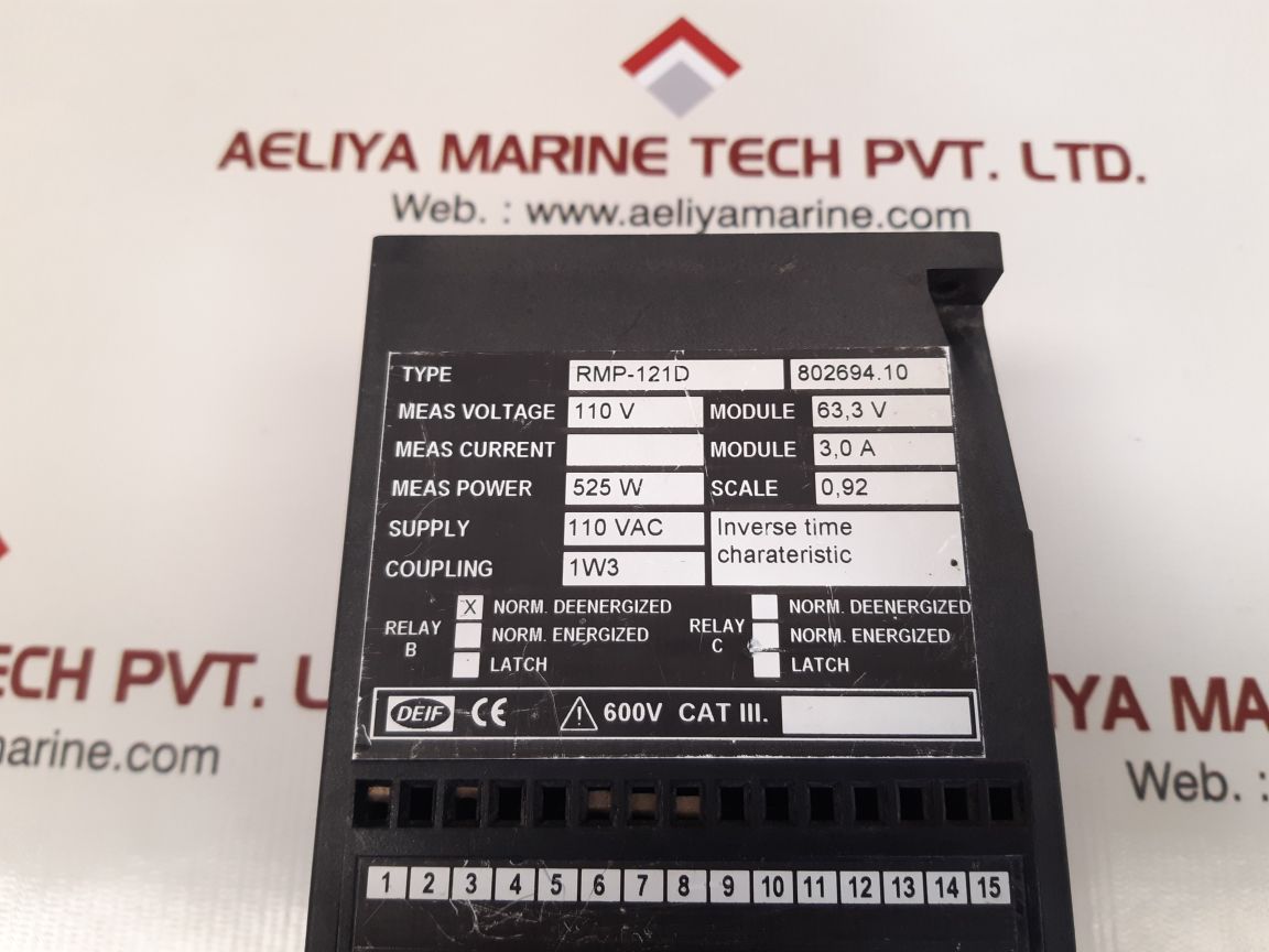 DEIF RMP-121D PROTECTIVE REVERSE POWER RELAY SCALE: 0,92