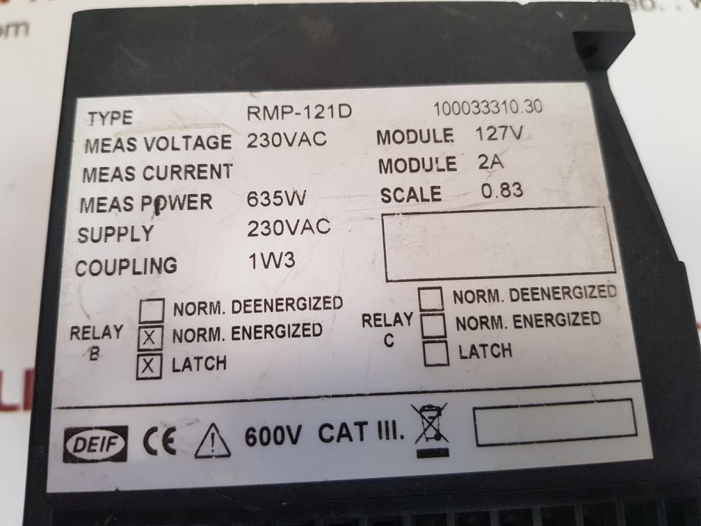 DEIF RMP-121D PROTECTIVE REVERSE POWER RELAY