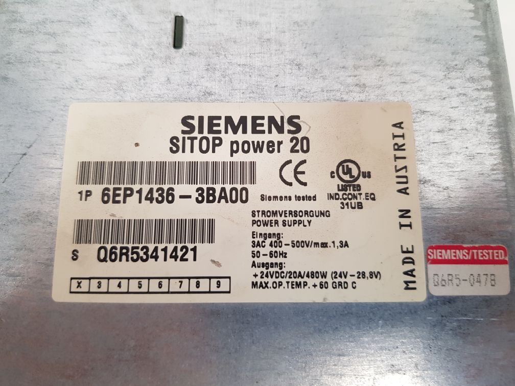 SIEMENS SITOP POWER 20 6EP1436-3BA00 POWER SUPPLY