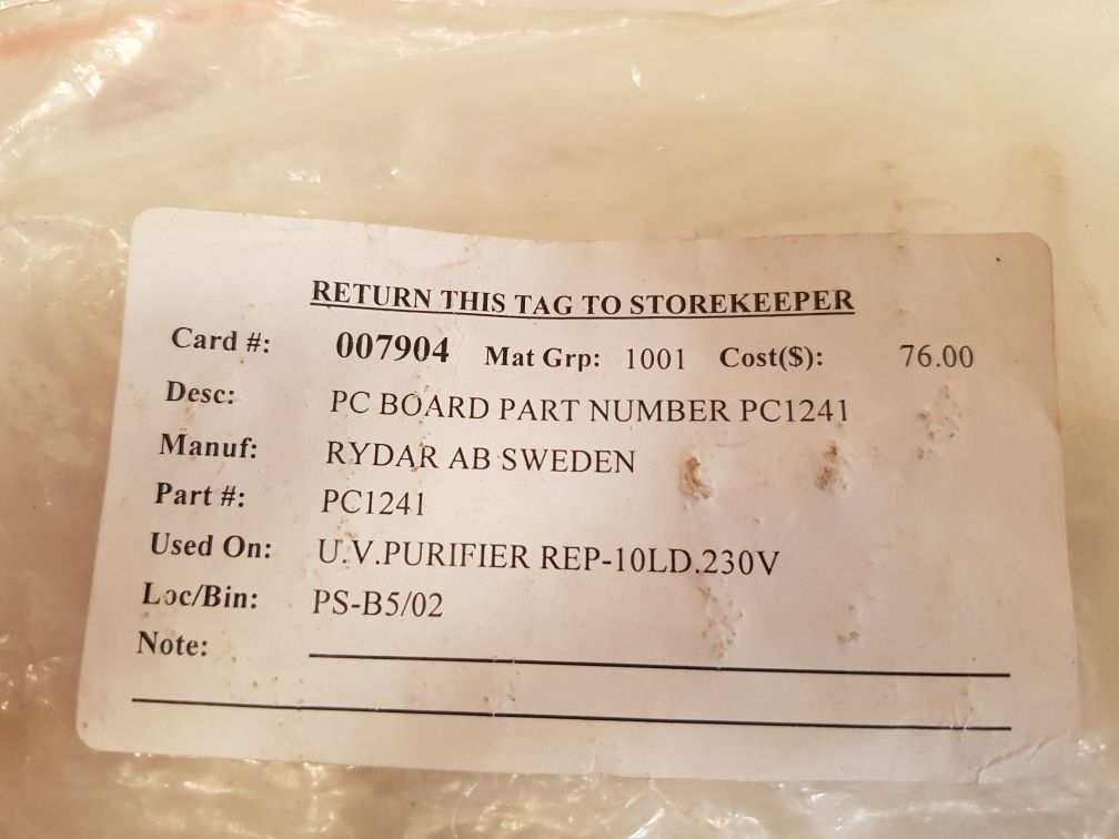 RYDAR PC1241 PCB CARD