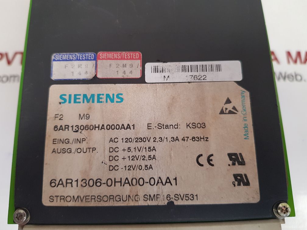 SIEMENS 6AR1306-0HA00-0AA1 POWER SUPPLY SMP16-SV531