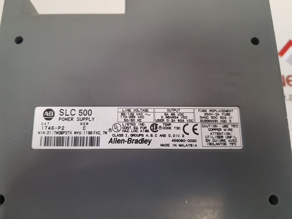 ALLEN-BRADLEY 1746-P2 POWER SUPPLY SLC 500