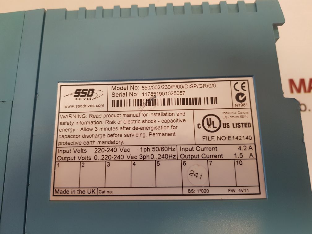 SSD DRIVES 650/002/230/F/00/DISP/GR/0/0 650 SERIES