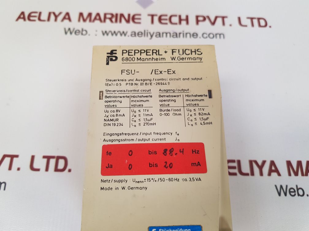 PEPPERL+FUCHS FSU-2/EX-EX CONTROLLER