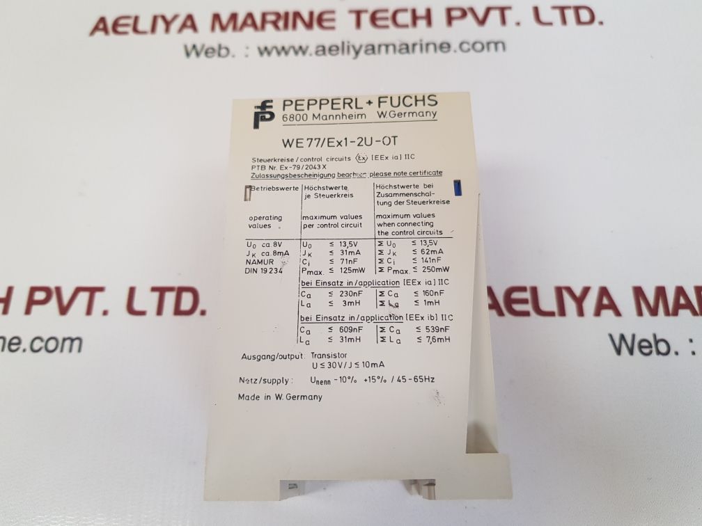 PEPPERL+FUCHS WE77/EX1-2U-OT SWITCH AMPLIFIER RELAY