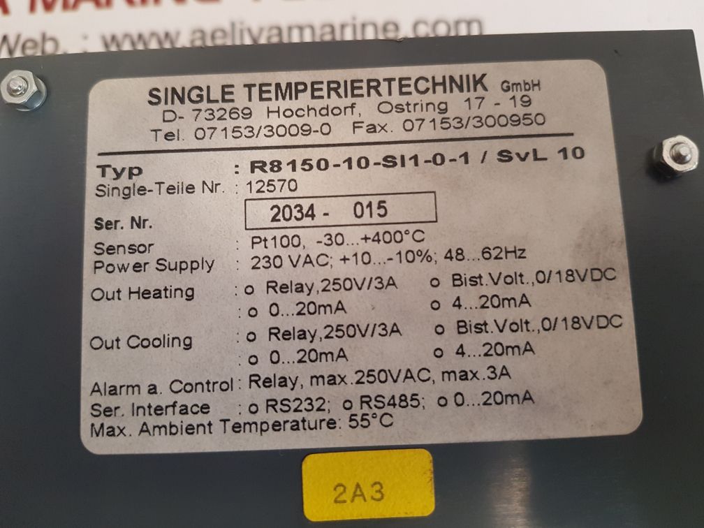 SINGLE TEMPERIERTECHNIK R8150-10-SI1-0-1/SVL 10 SVL ELECTRONIC SYSTEM