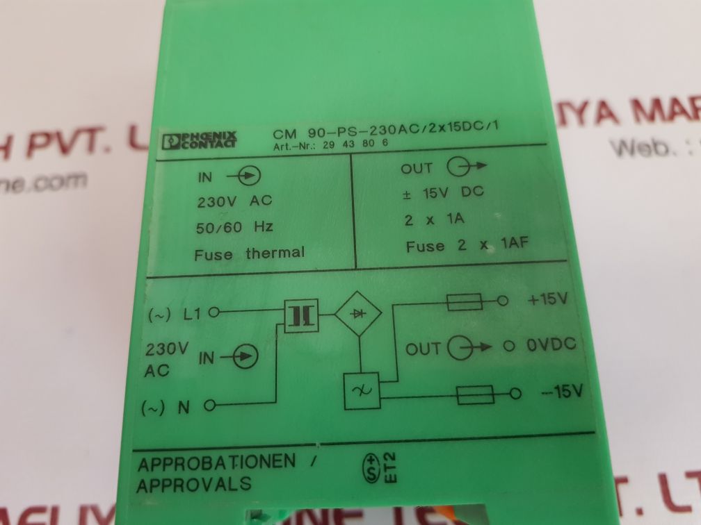 PHOENIX CONTACT 29 43 80 6 POWER SUPPLY