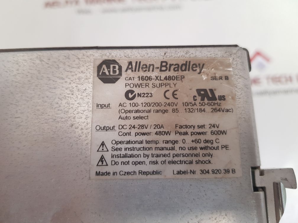 ALLEN-BRADLEY 1606-XL480EP POWER SUPPLY SER: B