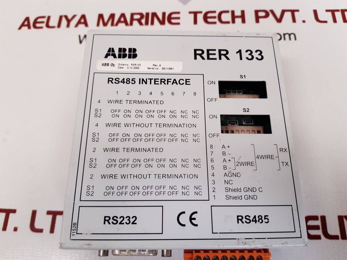 ABB RER 133 INTERFACE CONNECTION MODULE