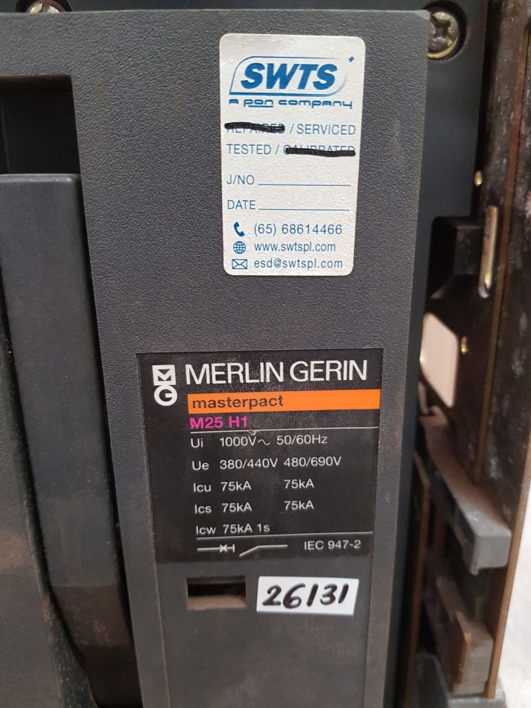 MERLIN GERIN M25H1 MASTERPACT CIRCUIT BREAKER M25 H1 3 D P P S