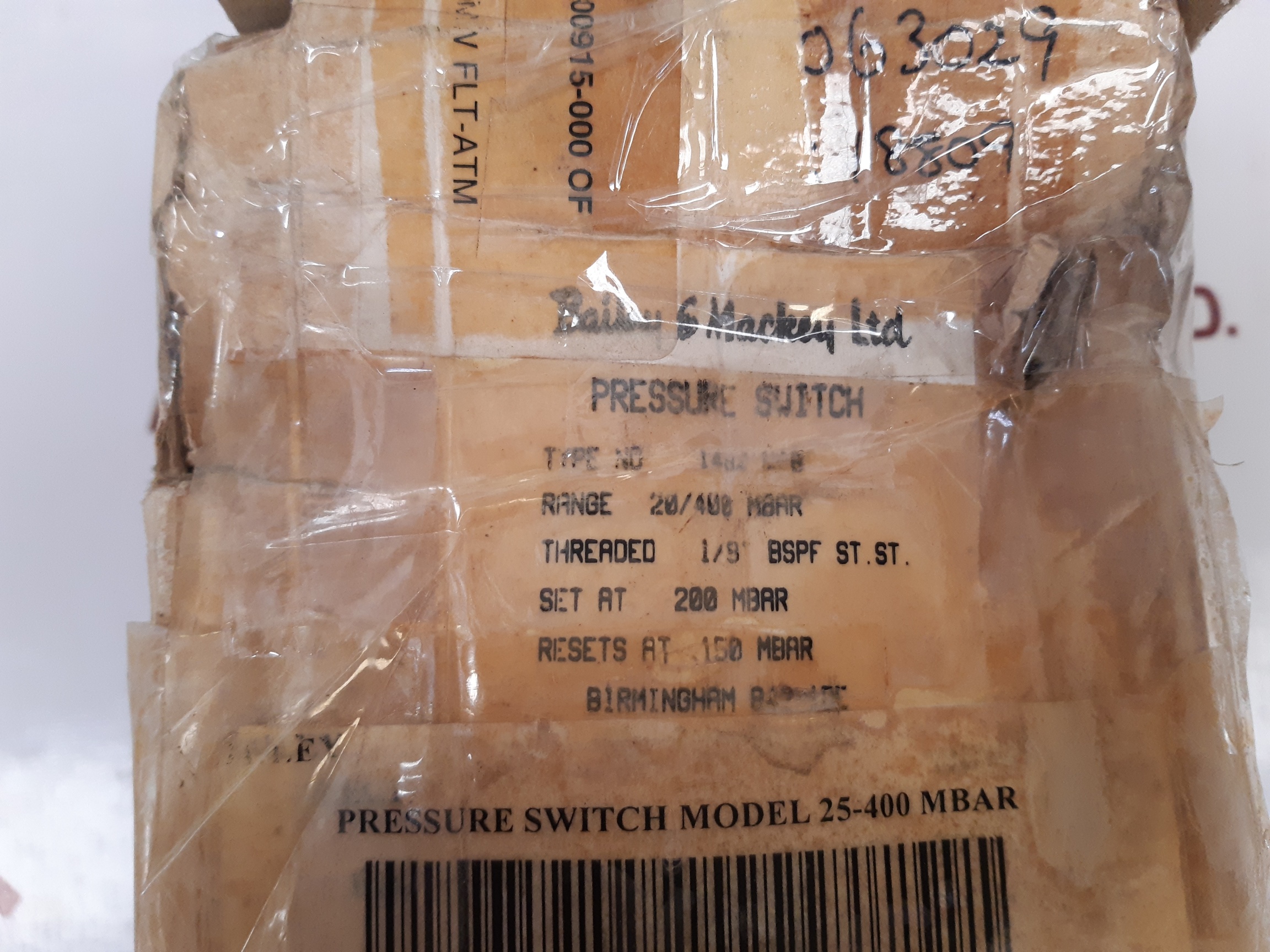 ABAILEY & MACKEY 1482V PRESSURE SWITCH 0379955 001