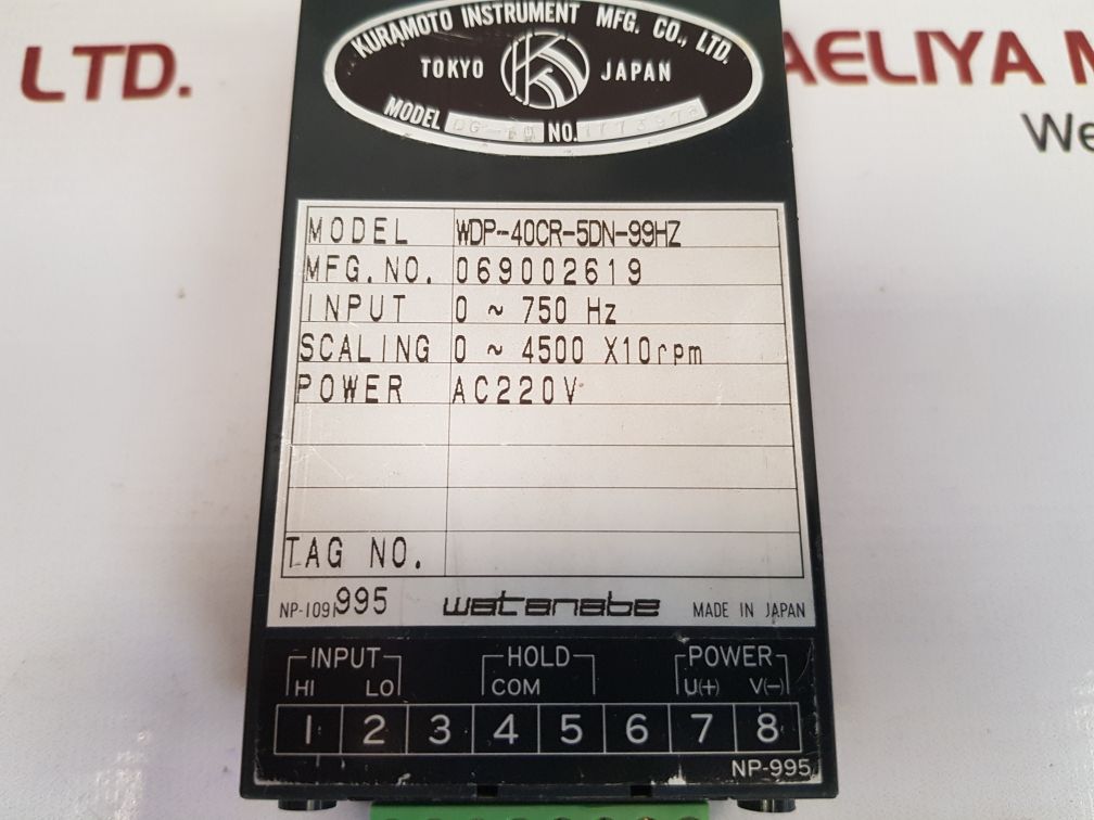 WATANABE WDP-40CR-5DN-99HZ DIGITAL SCALING METER